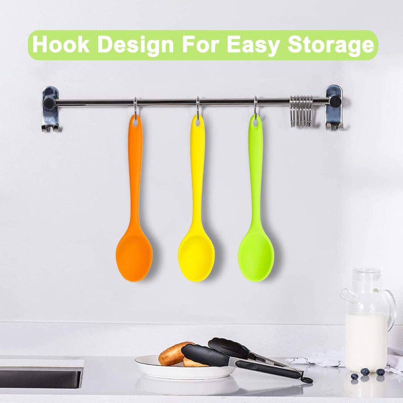 Beieverluck 6 Pack Large Silicone Cooking Spoons 10.8'' Heat Resistant Kitchen Spoons for Cooking Silicone Serving Stirring Mixing Spoons, 6 Colors - Image 5