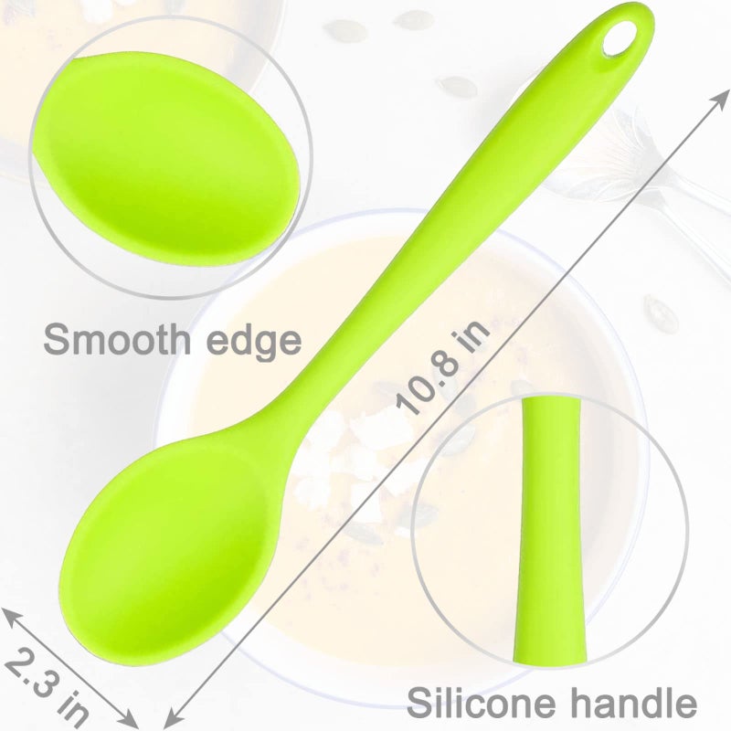 Beieverluck 6 Pack Large Silicone Cooking Spoons 10.8'' Heat Resistant Kitchen Spoons for Cooking Silicone Serving Stirring Mixing Spoons, 6 Colors - Image 2