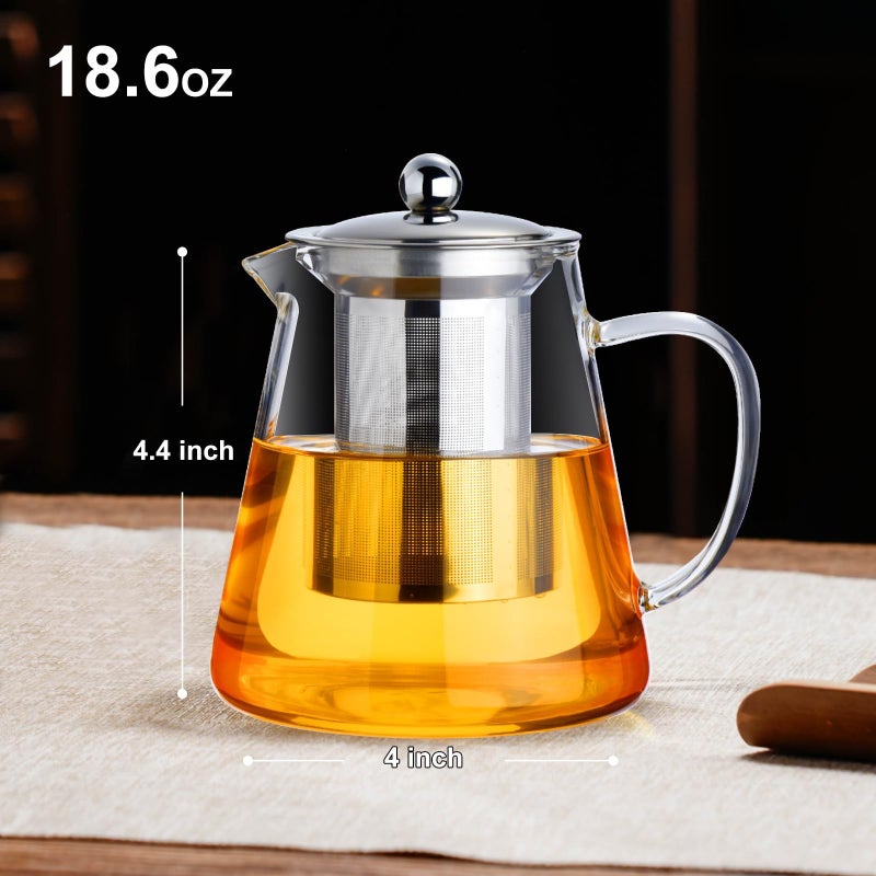 Baalaka Glass Teapot 18.6oz/550ml, Tea Pot with Removable Infusers for Loose Tea, Borosilicate Glass Tea Kettle Tea Maker Stovetop for Camping, Tea Infuser for Loose Leaf Tea Travel - Image 4