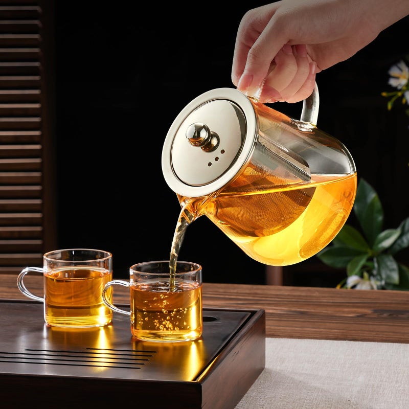 Baalaka Glass Teapot 18.6oz/550ml, Tea Pot with Removable Infusers for Loose Tea, Borosilicate Glass Tea Kettle Tea Maker Stovetop for Camping, Tea Infuser for Loose Leaf Tea Travel - Image 3