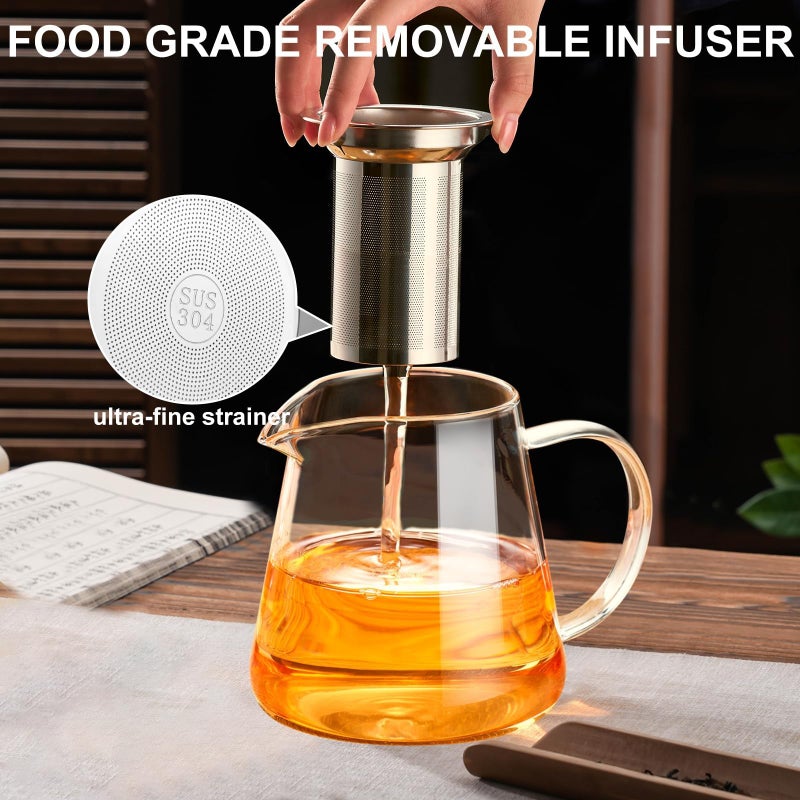 Baalaka Glass Teapot 18.6oz/550ml, Tea Pot with Removable Infusers for Loose Tea, Borosilicate Glass Tea Kettle Tea Maker Stovetop for Camping, Tea Infuser for Loose Leaf Tea Travel - Image 2