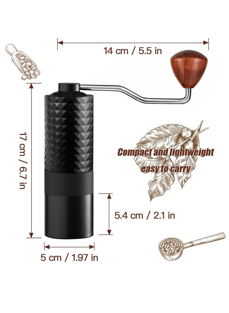 هاهاهاي مطحنة قهوة يدوية محمولة عالية الجودة V60، مطحنة قهوة يدوية ذات حركة طحن عالية الدقة 7 نجوم، مطحنة حبوب قهوة دقيقة CNC مطحنة براغي من الفولاذ المقاوم للصدأ بهيكل من سبائك الألومنيوم،  للاستخدام المنزلي والمكتبي والتخييم (أسود) - Image 2
