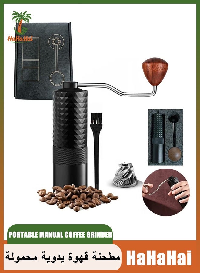 هاهاهاي مطحنة قهوة يدوية محمولة عالية الجودة V60، مطحنة قهوة يدوية ذات حركة طحن عالية الدقة 7 نجوم، مطحنة حبوب قهوة دقيقة CNC مطحنة براغي من الفولاذ المقاوم للصدأ بهيكل من سبائك الألومنيوم،  للاستخدام المنزلي والمكتبي والتخييم (أسود) - Image 1