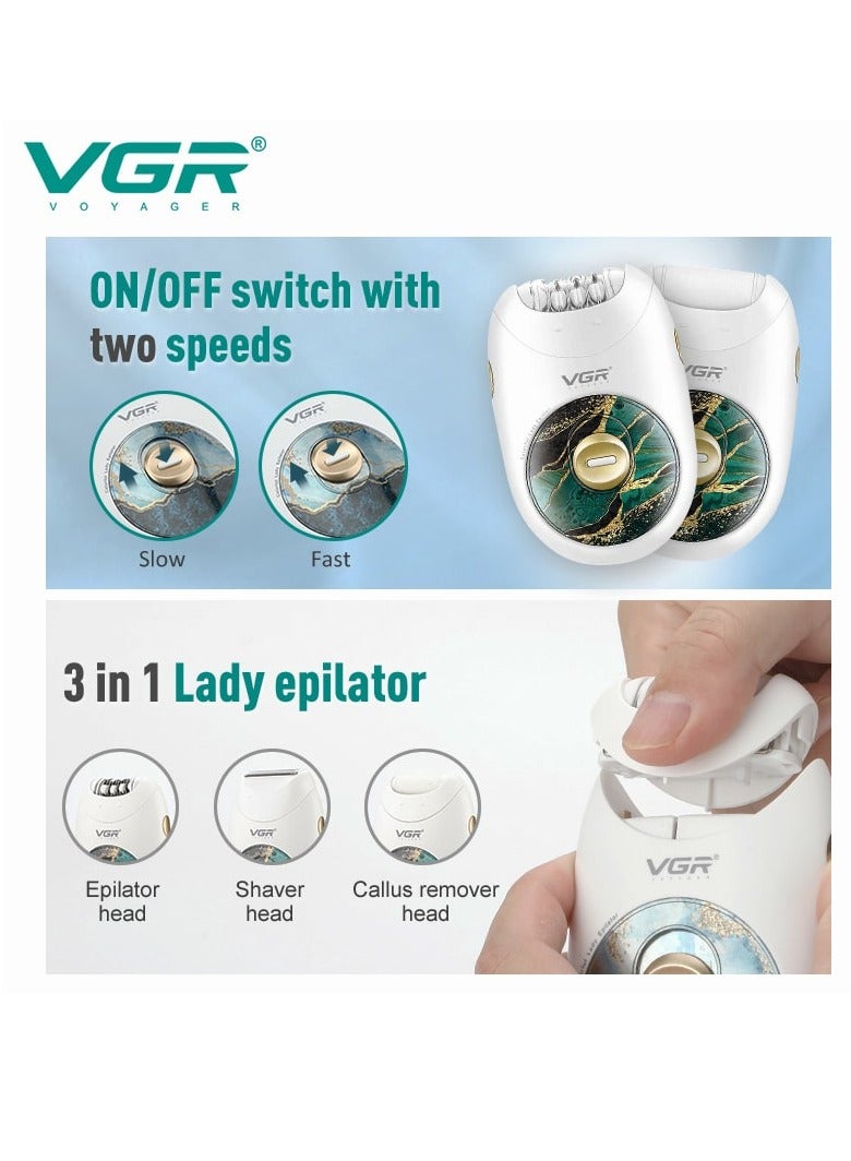 VGR V-706 Hair Removal Device Long lasting, cordless with USB charger, the hair removal machine works in two modes. The first mode is soft and gentler, ideal for the most sensitive areas. The second mode is more powerful and effective, allowing you to remove even coarse hair easily - Image 4