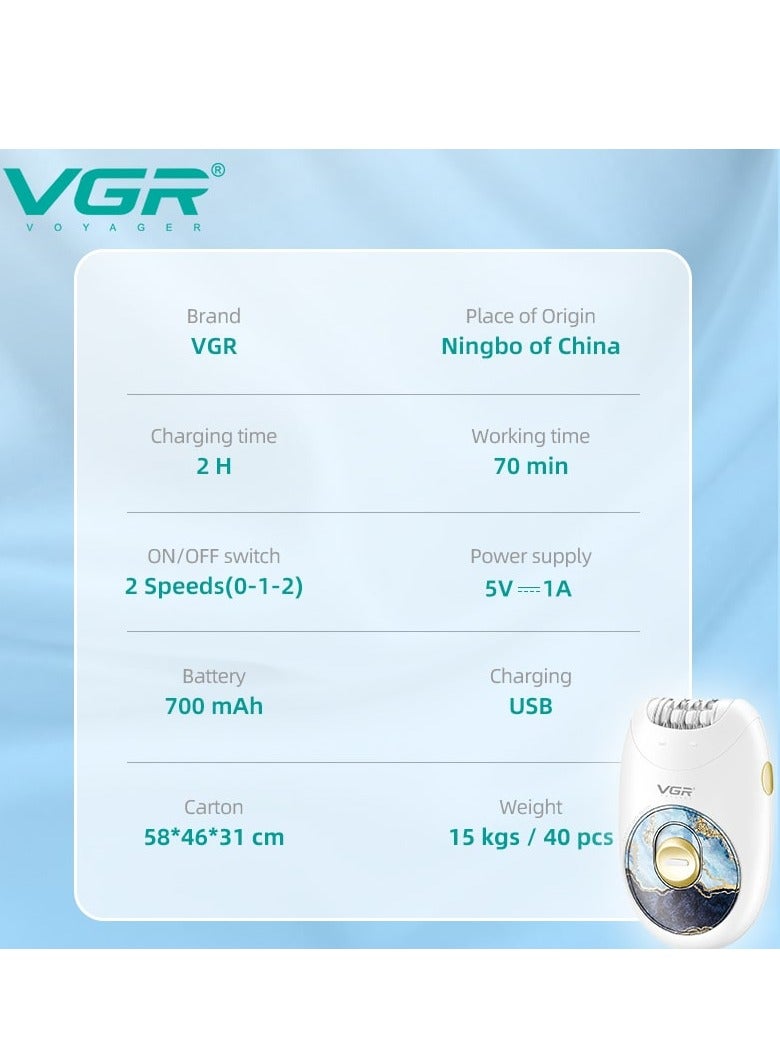 VGR V-706 Hair Removal Device Long lasting, cordless with USB charger, the hair removal machine works in two modes. The first mode is soft and gentler, ideal for the most sensitive areas. The second mode is more powerful and effective, allowing you to remove even coarse hair easily - Image 3