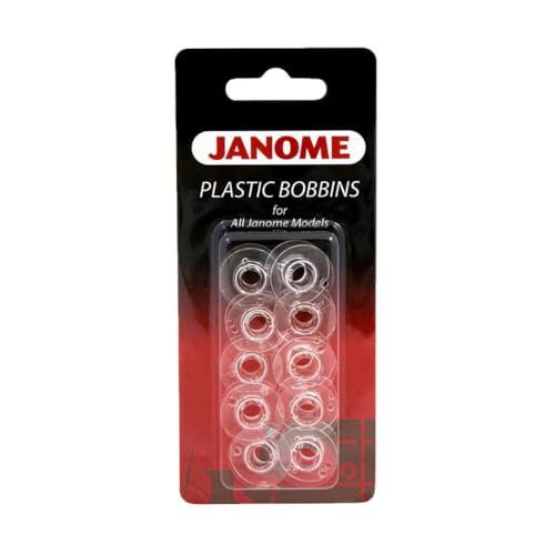 Janome 10Pack Plastic Bobbins for All Janome Models Top and Front Load