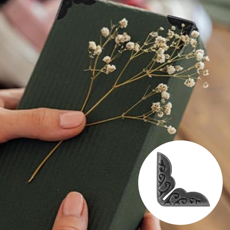 LINYUEARUI 100 PCS Vintage Book Corner Covers, Metal Edge Protectors for Scrapbooking, Photo Albums, DIY Journals & Menu Cards - Gunmetal Decorative Angle Guards for Crafting-Black Nickel - Image 5