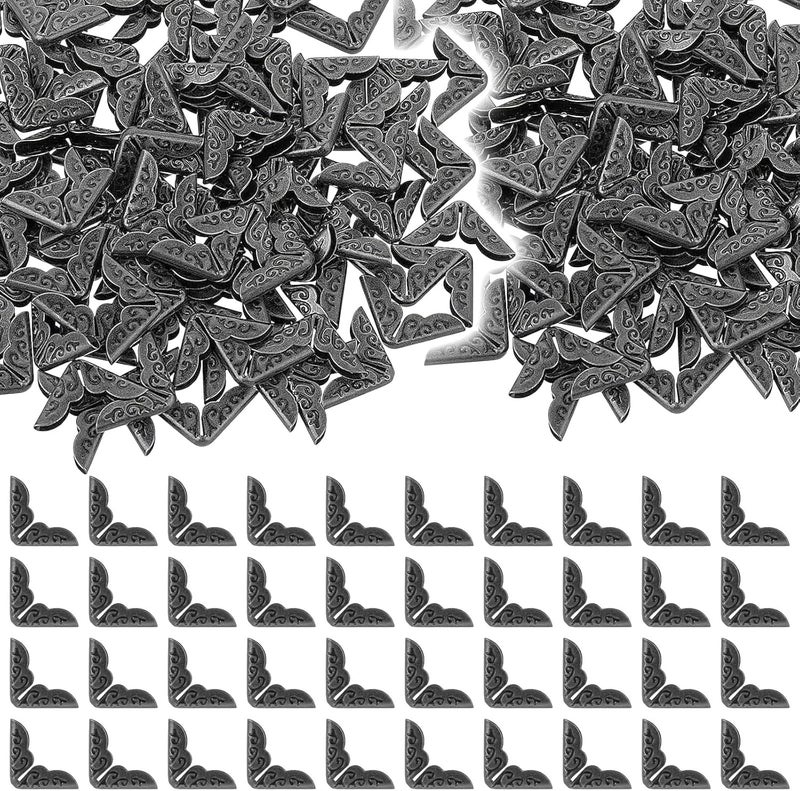 LINYUEARUI 100 PCS Vintage Book Corner Covers, Metal Edge Protectors for Scrapbooking, Photo Albums, DIY Journals & Menu Cards - Gunmetal Decorative Angle Guards for Crafting-Black Nickel - Image 1