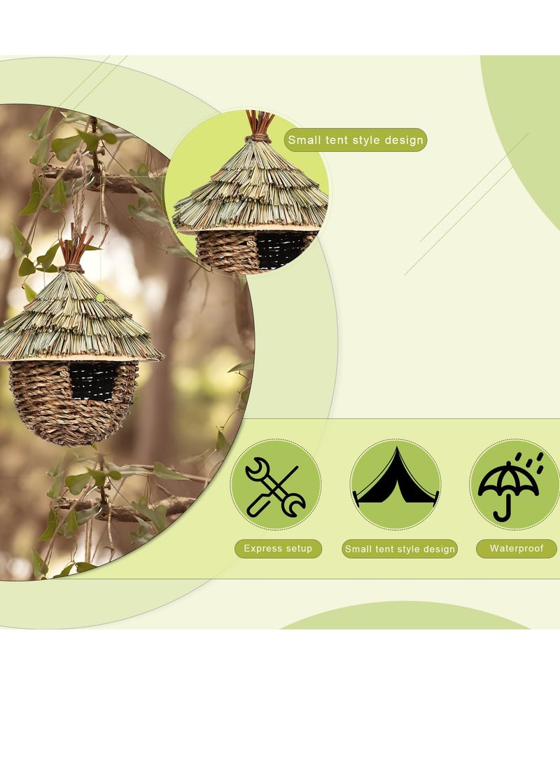 SYOSI Hummingbird House Hand Woven Bird Nest Natural Grass 100% Natural Move Birds Nest Perfect Size for Small Birds Unique Design Widely Used for Parrot Squirrel Lovebird Finches Budgie - Image 3