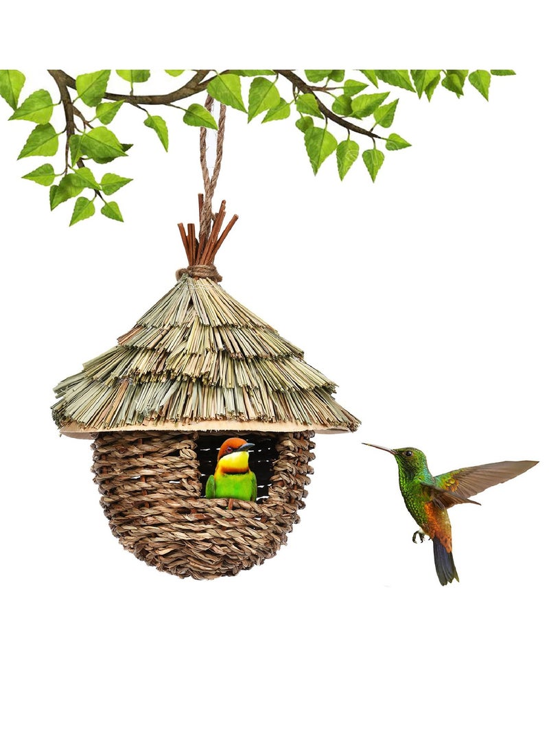 SYOSI Hummingbird House Hand Woven Bird Nest Natural Grass 100% Natural Move Birds Nest Perfect Size for Small Birds Unique Design Widely Used for Parrot Squirrel Lovebird Finches Budgie - Image 1