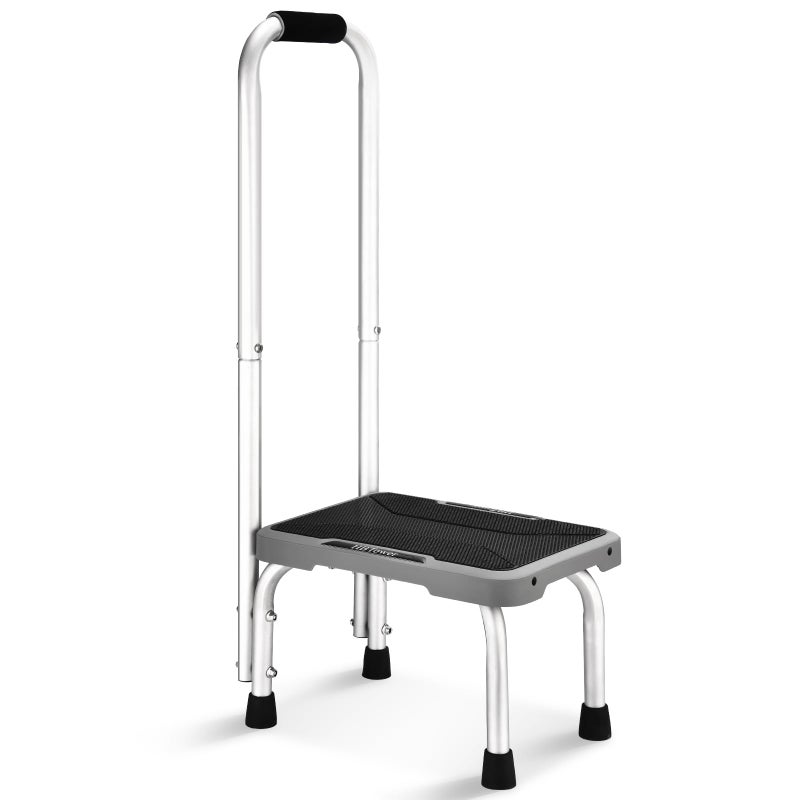 HBTower Aluminum Step Stool with Handle for Elderly, Lightweight Step Stools for Adults Seniors with Non-Slip Rubber Feet, Stepping Stools for Bedroom Kitchen Bathroom, Bed Steps for High Beds - Image 1