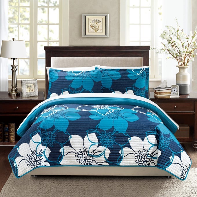 WOODSIDE QUILT QUEEN BLUE