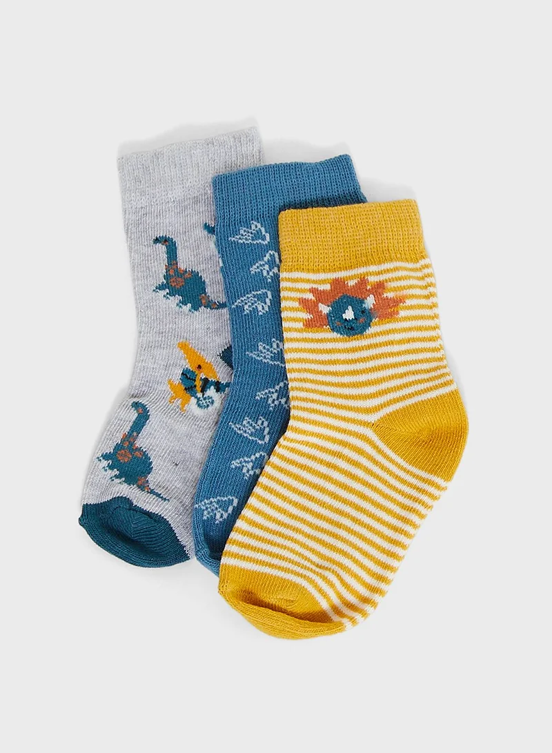 mothercare Dinosaur Baby Socks - 3 Pack