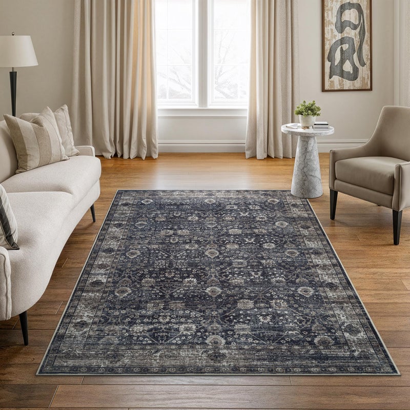 Bloom Rugs Washable NonSlip 5 x 7 Rug BlackBrown Traditional Area Rug for Living Room Bedroom Dining Room and Kitchen Exact Size 5 x 7 - Image 2