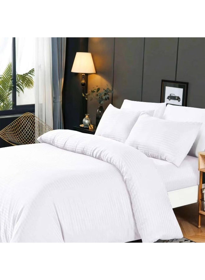 طقم سرير قطني مفرد مكون من 4 قطع - غطاء لحاف 160×210 سم، شرشف مطاطي 120×200+25 سم، وغطاءان للوسائد - مفروشات ناعمة ومريحة