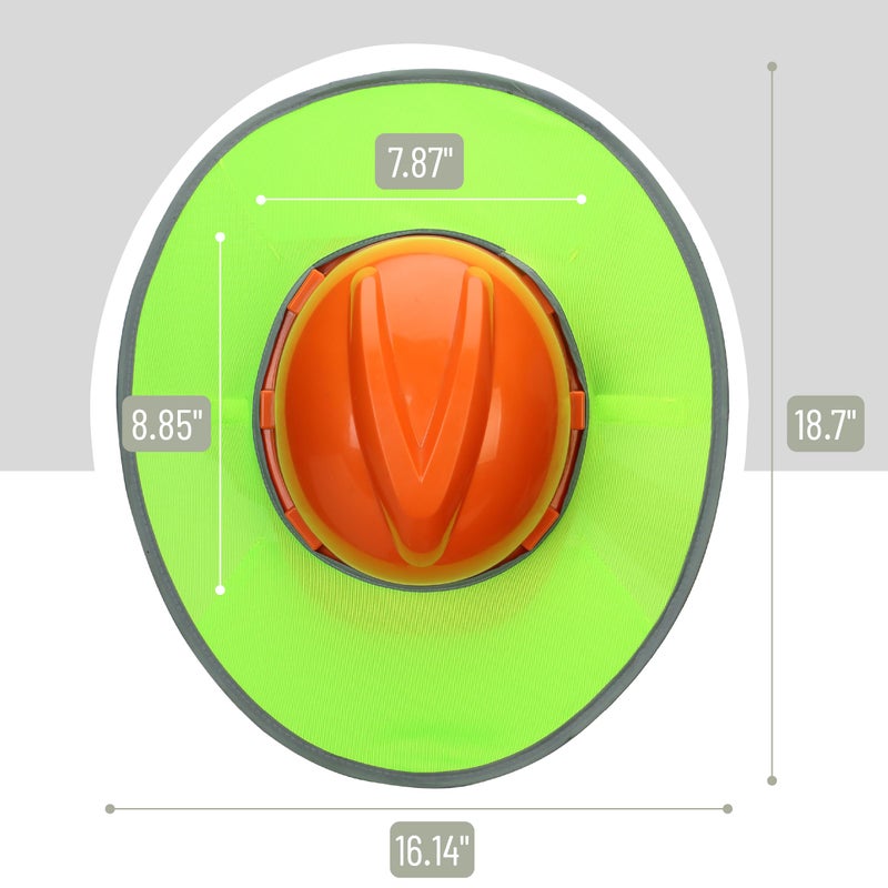 UNCO Industrial Hard Hat Sun Shield, Green, Full & Standard Brim Mesh Sunshade, High Visibility Reflective, Hard Hat Accessory - Image 2