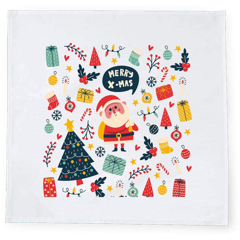 Khakee 6 Pcs Christmas Theme Tafta Silk Table Napkins 10x 10 for Xmas Decoration Christmas OrnamentsChristmas Gift npxmas171P - Image 2