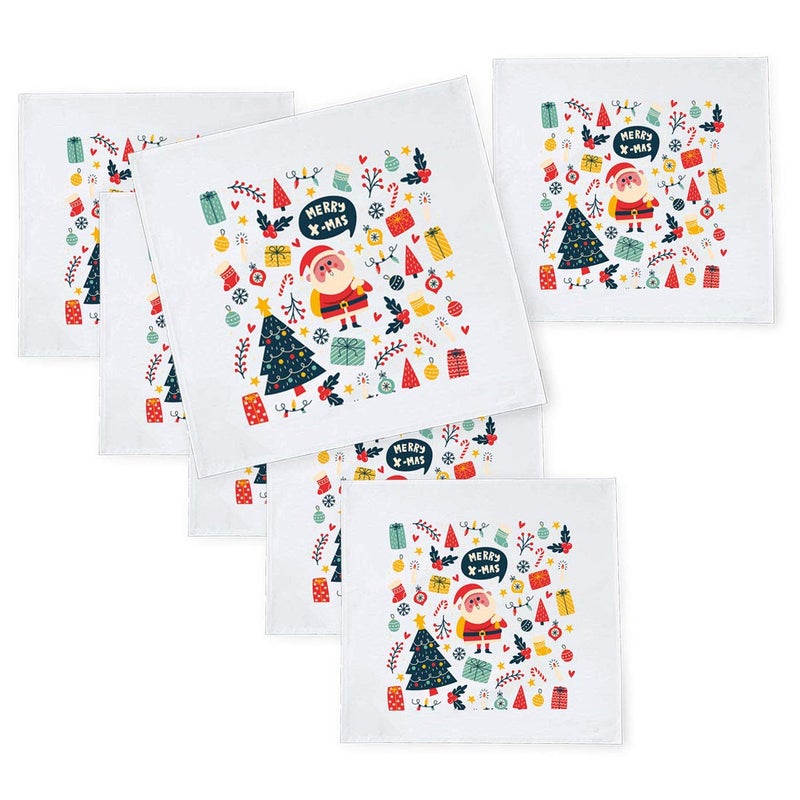 Khakee 6 Pcs Christmas Theme Tafta Silk Table Napkins 10x 10 for Xmas Decoration Christmas OrnamentsChristmas Gift npxmas171P - Image 1