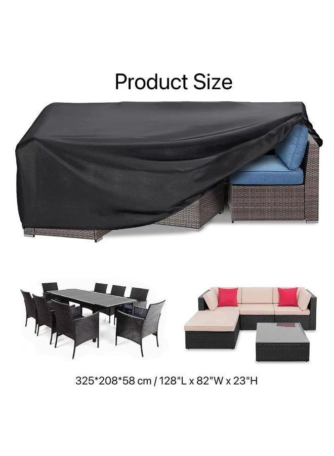 Patio Furniture Covers 325x208x58 cm, Outdoor Covers Dust Proof,  Heavy Duty Durable Covers for Sofa Sectional Table & Chair - Seating Cover - Image 5