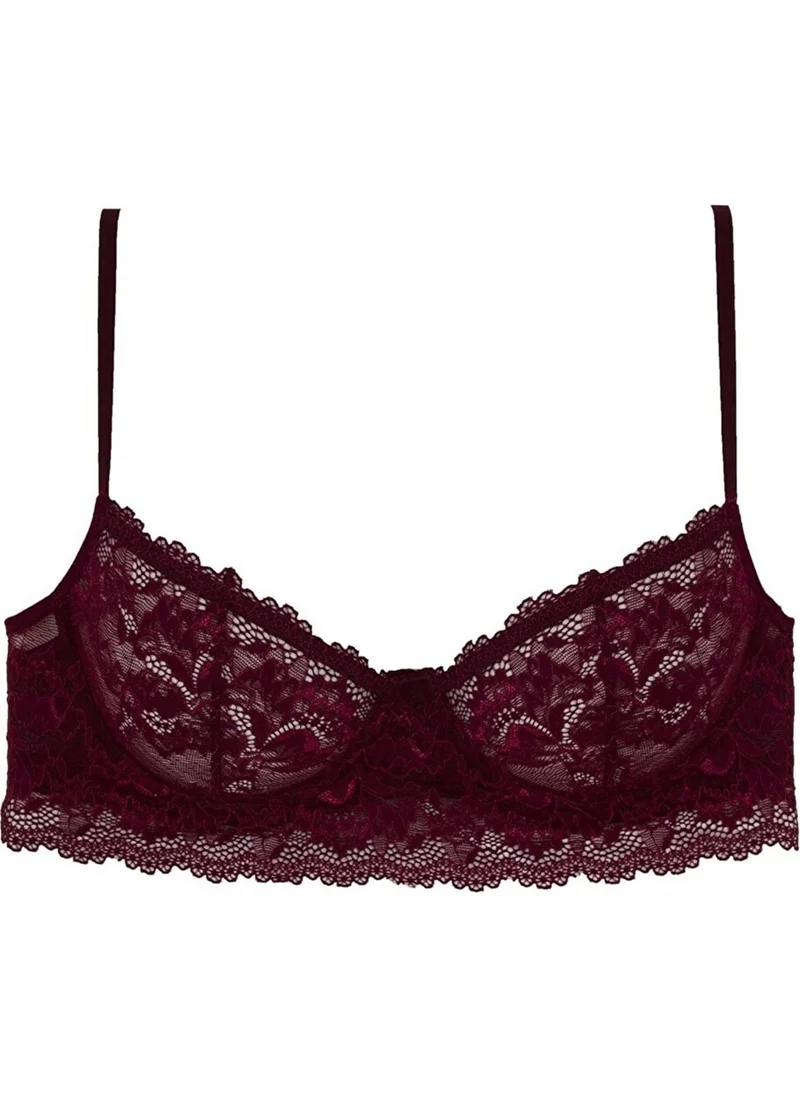 Magic Form 2216 Lace Detailed Bra-Claret Red