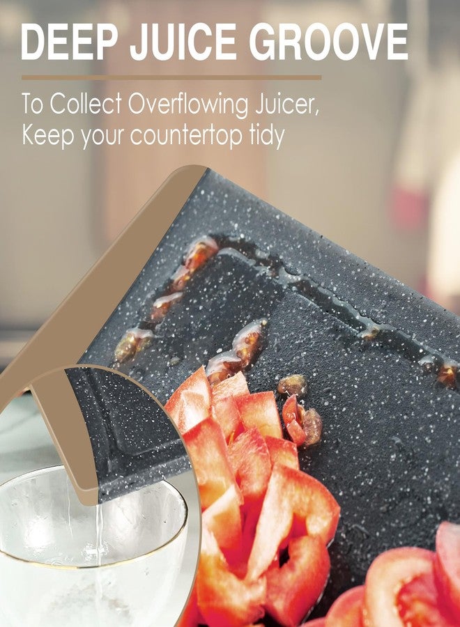 Empune Extra Large Cutting Boards, Plastic Cutting Boards for Kitchen (Set of 3) Cutting Board Set Dishwasher Chopping Board with Juice Grooves Easy-Grip Handles, Brown, Empune - Image 5
