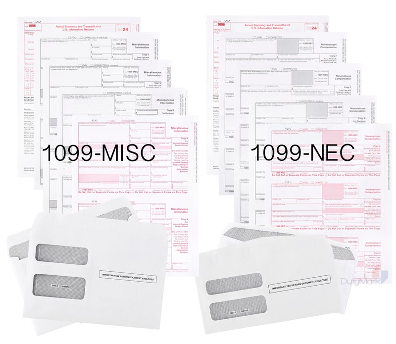Dutymark 2025 1099-NEC and 1099 Misc 4-Part Tax Forms Combo Kit, for All Non-Employee Compensation Filing, Self Seal Envelopes Included, QuickBooks and Other Software Compatible - Image 4