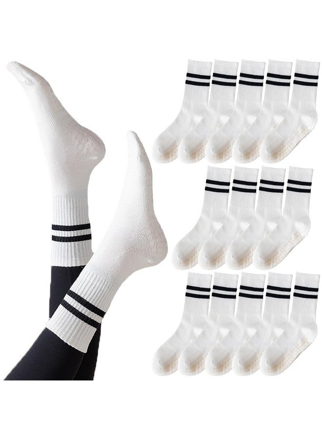 Tergy 8 Pairs Long Yoga Socks with Grip for Women Anti Skid Gripper Socks No Slip Socks for Pilates, Barre, Dance,Yoga (White) - Image 1