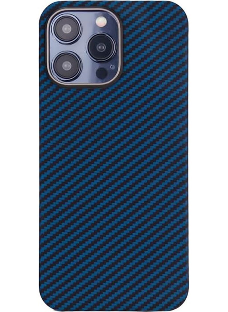 MONOCARBON Real Aramid Fiber [Ultra Slim] for iPhone 15 PRO Case Cover [MagSafe] Lightweight Anti-Scratch - Matte Blue Black