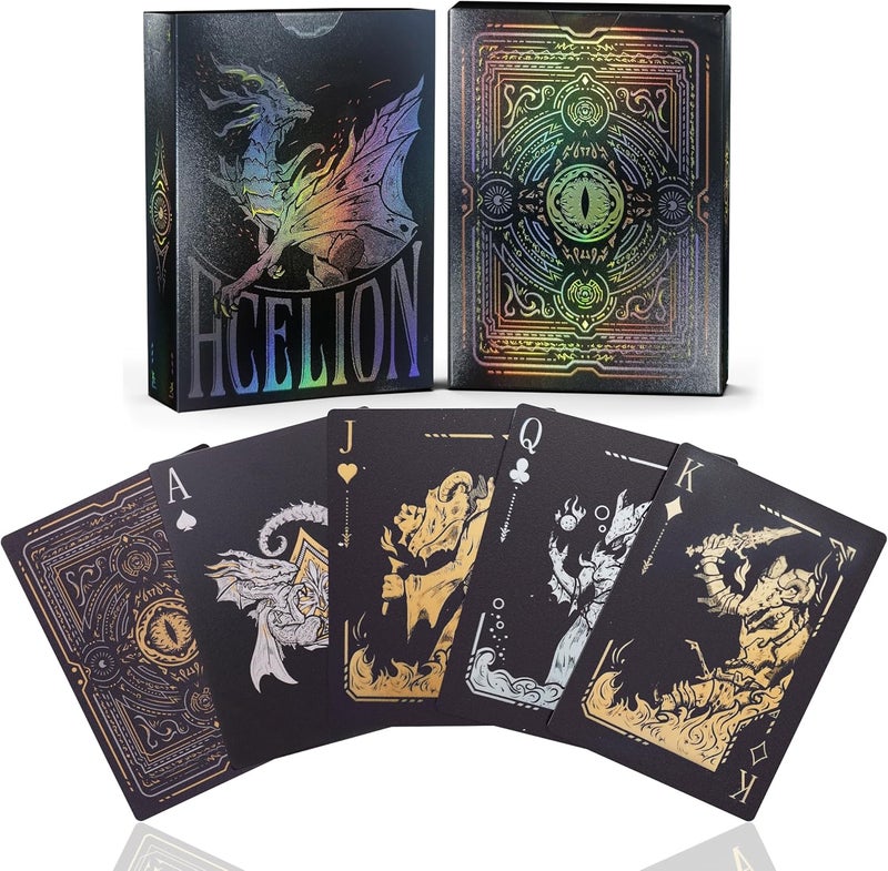 WJPC Easy Shuffling Plastic Waterproof Playing Cards,Cool Black Dragon Poker Cards for Game and Party, Deck of Cards（Dragon - Image 1