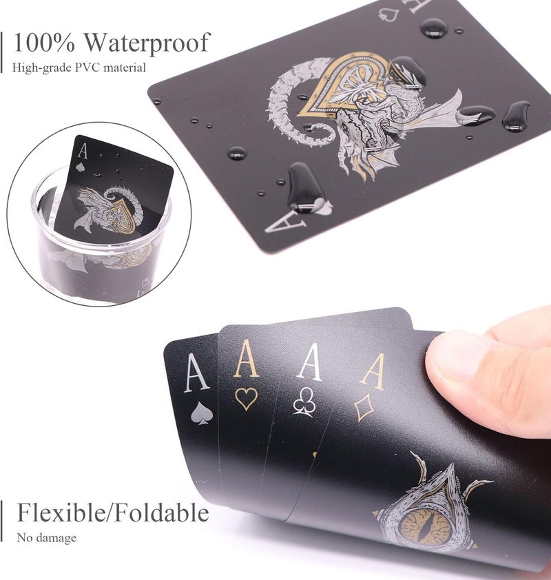 WJPC Easy Shuffling Plastic Waterproof Playing Cards,Cool Black Dragon Poker Cards for Game and Party, Deck of Cards（Dragon - Image 3