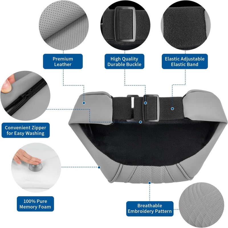 Treesiche Car Neck Pillow - Memory Foam Headrest Cushion with Adjustable Strap, Nebula Grey - Image 5