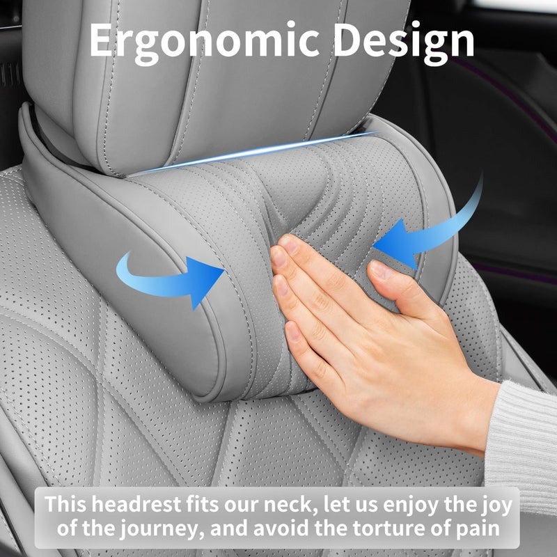 Treesiche Car Neck Pillow - Memory Foam Headrest Cushion with Adjustable Strap, Nebula Grey - Image 3