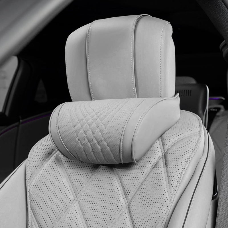 Treesiche Car Neck Pillow - Memory Foam Headrest Cushion with Adjustable Strap, Nebula Grey - Image 1