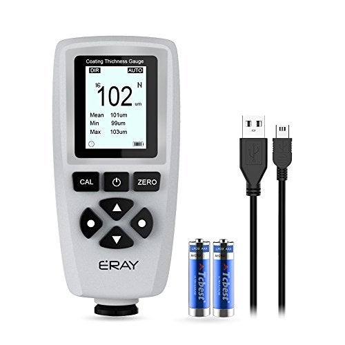 ERAY Mil Thickness Gauge, Coating Thickness Gauges, Paint Depth Gauge Meter with Backlight LCD Display for Car Automotive, Limit Alarm/Data Storage/Export Data/PC Software Analysis (Grey) - Image 1