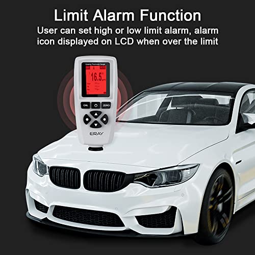 ERAY Mil Thickness Gauge, Coating Thickness Gauges, Paint Depth Gauge Meter with Backlight LCD Display for Car Automotive, Limit Alarm/Data Storage/Export Data/PC Software Analysis (Grey) - Image 3