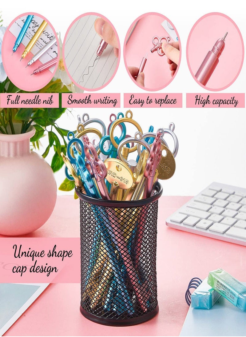 Generic Key Shape Pen 48Pcs Vintage Key Gel Ink Pens lovely Novelty Pens Black Fine Point Pen for Office Stationary School Supplies Metal Texture Signature Pen Graduation Gifts Student Rewards Stationery  - Image 2