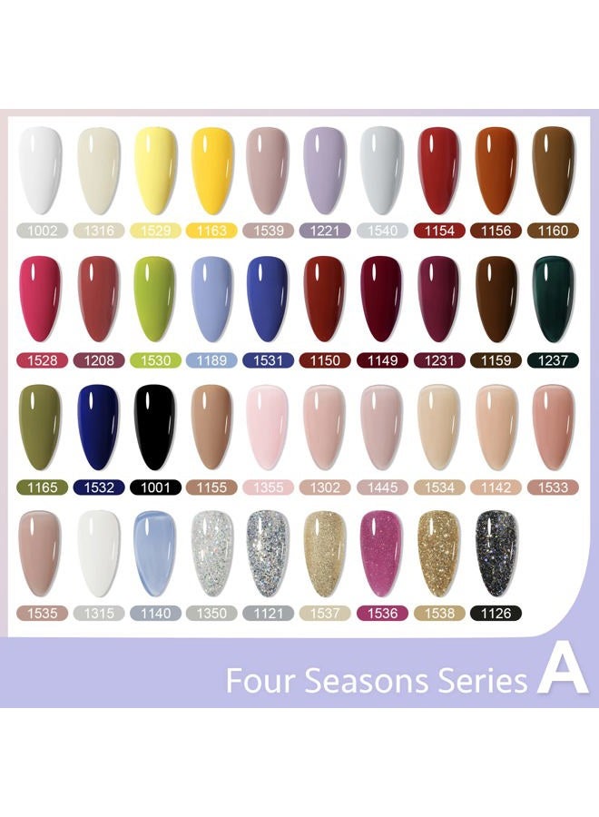 GAOY 42 Pcs Gel Nail Polish Kit, Black Brown Red Glitter Jelly Colors All Seasons Gel Nail Polish Set with Glossy & Matte Top Coat and Base Coat for Nail Art DIY at Home - Image 2