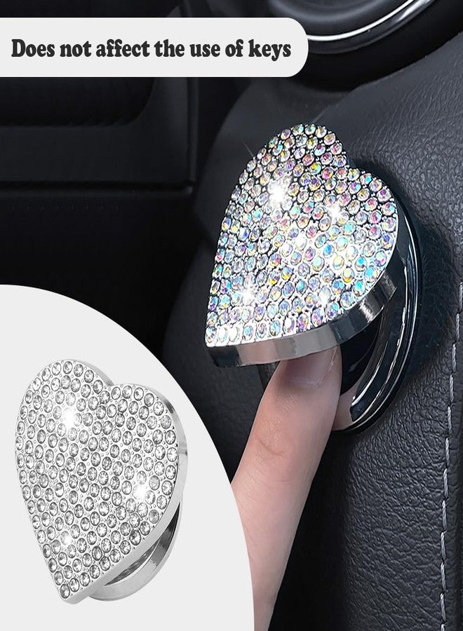 IHOTDER Bling Push Start Button Cover with Rhinestone,Heart Push to Start Button Cover for Car Decor,Diamond Engine Start Button Cover Car Accessories Interior for Women & Girl (White) - Image 5