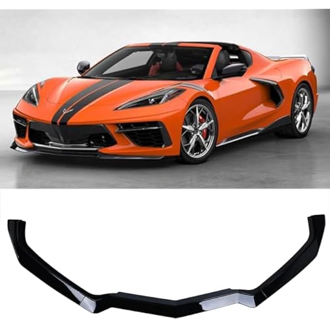 AUTOTOP 3PCS Front Bumper Lip Spoiler Lip Lower Bumper Body Fit Corvette C8 2020-2023(Bright Black) - Image 1