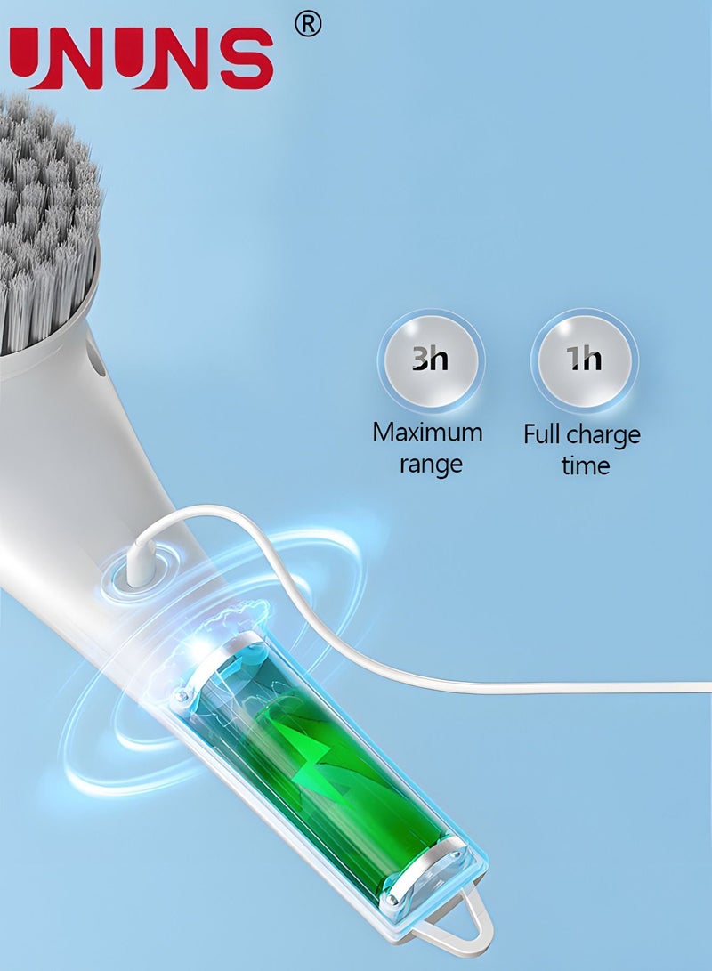 UNUNS Electric Spin Scrubber, Cordless Handheld Cleaning Brush with 5 Replaceable Brush Heads, USB Rechargeable 360°Power Scrubber Mop for Wall Bathtub Window Kitchen Sink Shoes Car - Image 5