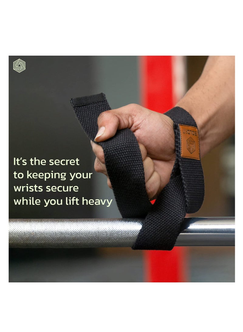 BOLDFIT Weight Lifting Straps Wrist Supporter For Gym Gym Accessories For Men For Women Wrist Strap For Gym Wrist Support Deadlift Strap Weightlifting Straps For Grip Gym Straps For Weight Lifting  - Image 3