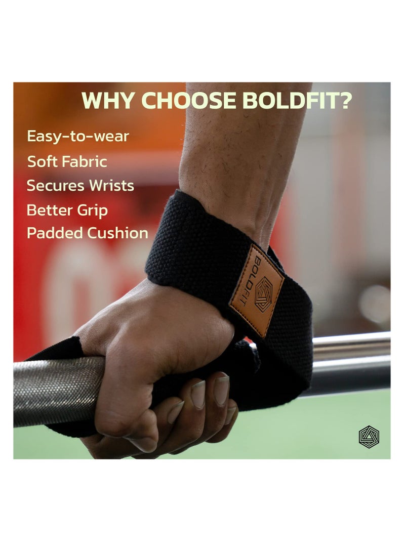 BOLDFIT Weight Lifting Straps Wrist Supporter For Gym Gym Accessories For Men For Women Wrist Strap For Gym Wrist Support Deadlift Strap Weightlifting Straps For Grip Gym Straps For Weight Lifting  - Image 5
