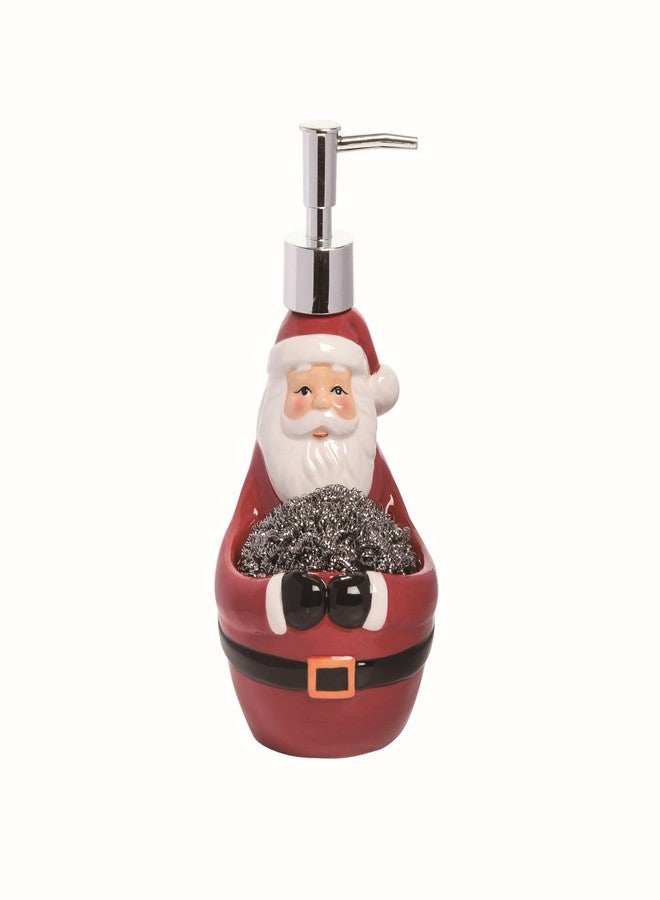 Transpac Dolomite Christmas Santa Soap Sponge Holder - 7.95" Multicolor Soap Dispenser for Holiday Decor - 12 oz Capacity, Indoor Tabletop Use Multicolor - Image 1