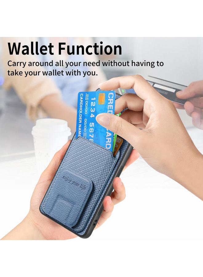 اس-توب جراب لهاتف Samsung Galaxy S23 Ultra 5G مصنوع من ألياف الكربون وحقيبة بطاقات وحامل قابل للطي - Image 5