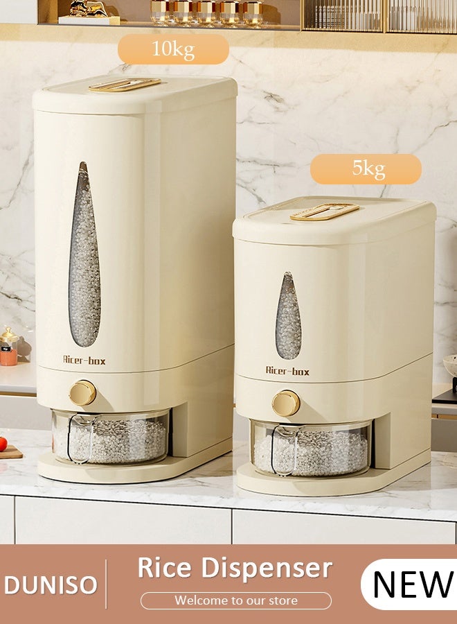 DUNISO Rice Dispenser,Rice Containers Storage,Sealed Moisture Proof Insect Prevention Rice Bucket with Measuring Cup Timer,Large Grain Flour Soybean Container Storage for Kitchen Pantry Household 16x28x40cm - Image 1