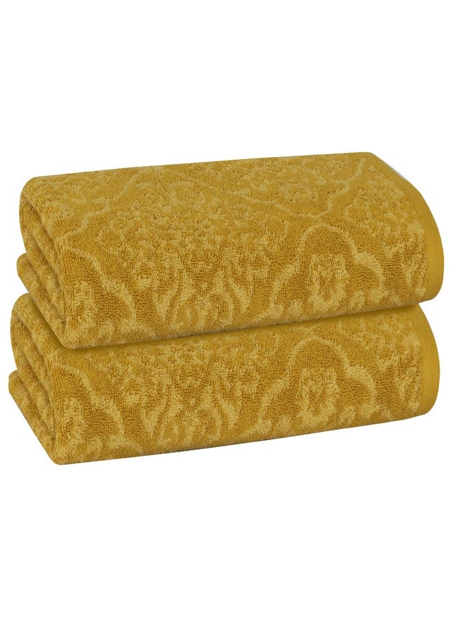 PREMIUS 2 Pack Damask Hand Towel, Bath Towel, and Bath Sheet Towel, 100% Cotton Yarn Dyed, Lux Drying Experience, Great for Hands and Body, Perfect for Spa & Home Use (Gold, Bath Sheet) - Image 1