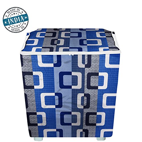 E-Retailer® Polyester Semi Automatic Washing Machine Cover With Zip Enclosure Suitable For 5kg to 8kg (Color-Geometric Blue, Size-33x22x37 Inches) - Image 5