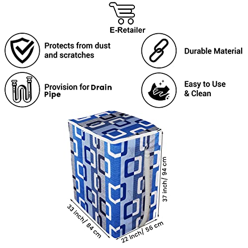 E-Retailer® Polyester Semi Automatic Washing Machine Cover With Zip Enclosure Suitable For 5kg to 8kg (Color-Geometric Blue, Size-33x22x37 Inches) - Image 3