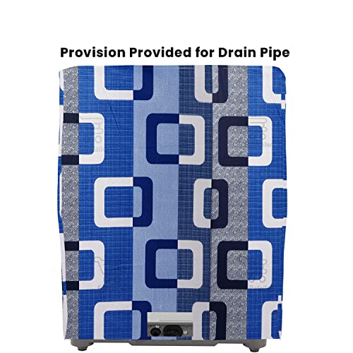 E-Retailer® Polyester Semi Automatic Washing Machine Cover With Zip Enclosure Suitable For 5kg to 8kg (Color-Geometric Blue, Size-33x22x37 Inches) - Image 2