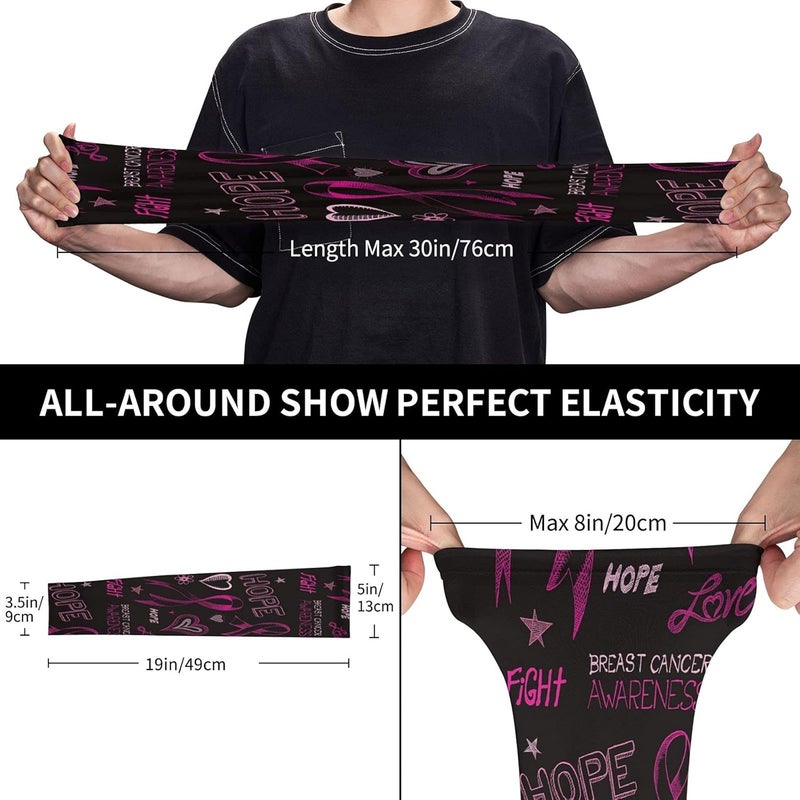 SAPOY Ribbon Breast Cancer Awareness UV Protection Cooling Arm Sleeves Perfect for Cycling Driving Running Basketball Men & Women - Image 4